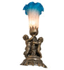 Meyda Lighting Lighting 13" High Pink/Blue Tiffany Pond Lily Twin Cherub Accent Lamp