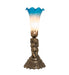 Meyda Lighting Lighting 13" High Pink/Blue Tiffany Pond Lily Twin Cherub Accent Lamp