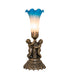 Meyda Lighting Lighting 13" High Pink/Blue Tiffany Pond Lily Twin Cherub Accent Lamp