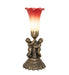 Meyda Lighting Lighting 13" High Seafoam/Cranberry Tiffany Pond Lily Twin Cherub Accent Lamp