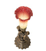 Meyda Lighting Lighting 13" High Seafoam/Cranberry Tiffany Pond Lily Twin Cherub Accent Lamp