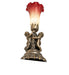 Meyda Lighting Lighting 13" High Seafoam/Cranberry Tiffany Pond Lily Twin Cherub Accent Lamp