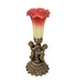 Meyda Lighting Lighting 13" High Seafoam/Cranberry Tiffany Pond Lily Twin Cherub Accent Lamp