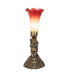 Meyda Lighting Lighting 13" High Seafoam/Cranberry Tiffany Pond Lily Twin Cherub Accent Lamp
