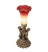 Meyda Lighting Lighting 13" High Seafoam/Cranberry Tiffany Pond Lily Twin Cherub Accent Lamp