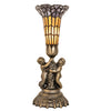 Meyda Lighting Lighting 13" High Stained Glass Pond Lily Twin Cherub Accent Lamp