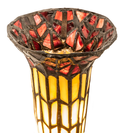 Meyda Lighting Lighting 13" High Stained Glass Pond Lily Twin Cherub Accent Lamp