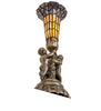 Meyda Lighting Lighting 13" High Stained Glass Pond Lily Twin Cherub Accent Lamp
