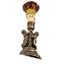 Meyda Lighting Lighting 13" High Stained Glass Pond Lily Twin Cherub Accent Lamp