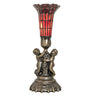 Meyda Lighting Lighting 13" High Stained Glass Pond Lily Twin Cherub Accent Lamp