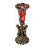 Meyda Lighting Lighting 13" High Stained Glass Pond Lily Twin Cherub Accent Lamp