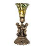 Meyda Lighting Lighting 13" High Stained Glass Pond Lily Twin Cherub Accent Lamp