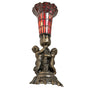 Meyda Lighting Lighting 13" High Stained Glass Pond Lily Twin Cherub Accent Lamp