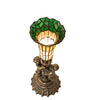Meyda Lighting Lighting 13" High Stained Glass Pond Lily Twin Cherub Accent Lamp