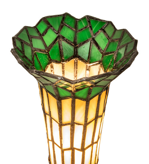 Meyda Lighting Lighting 13" High Stained Glass Pond Lily Twin Cherub Accent Lamp