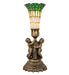 Meyda Lighting Lighting 13" High Stained Glass Pond Lily Twin Cherub Accent Lamp
