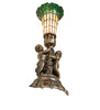 Meyda Lighting Lighting 13" High Stained Glass Pond Lily Twin Cherub Accent Lamp
