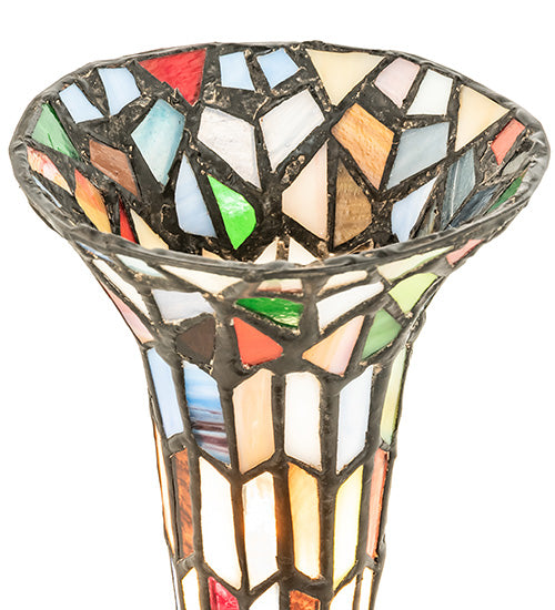Meyda Lighting Lighting 13" High Stained Glass Pond Lily Twin Cherub Mini Lamp