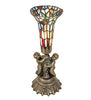 Meyda Lighting Lighting 13" High Stained Glass Pond Lily Twin Cherub Mini Lamp