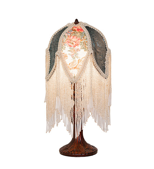 Meyda Lighting Lighting 14" High Fabric & Fringe Roses Accent Lamp