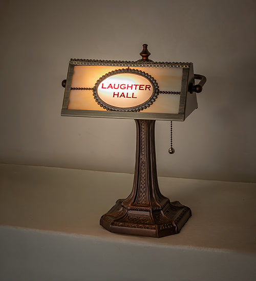 Meyda Lighting Lighting 15.5" High Personalized Laughter Hall Banker's Lamp