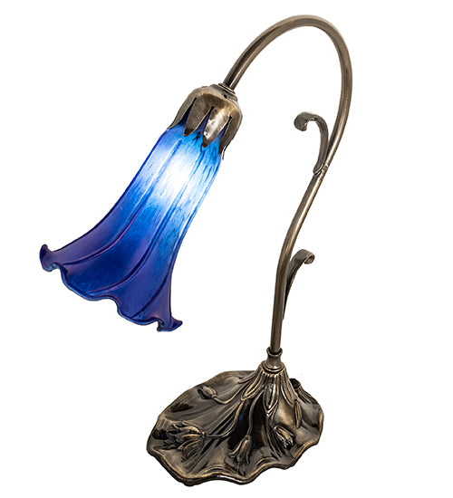 Meyda Lighting Lighting 15" High Blue Tiffany Pond Lily Accent Lamp