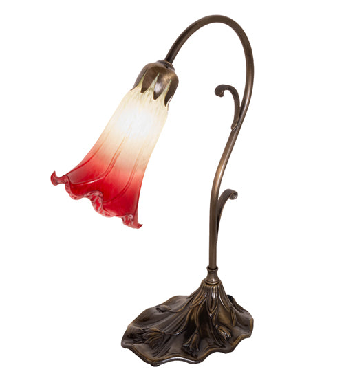 Meyda Lighting Lighting 15" High Seafoam/Cranberry Tiffany Pond Lily Accent Lamp