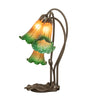 Meyda Lighting Lighting 16" High Amber/Green Tiffany Pond Lily 3 Light Accent Lamp