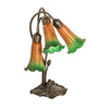 Meyda Lighting Lighting 16" High Amber/Green Tiffany Pond Lily 3 Light Accent Lamp