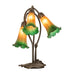 Meyda Lighting Lighting 16" High Amber/Green Tiffany Pond Lily 3 Light Accent Lamp