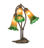 Meyda Lighting Lighting 16" High Amber/Green Tiffany Pond Lily 3 Light Accent Lamp
