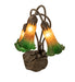 Meyda Lighting Lighting 16" High Amber/Green Tiffany Pond Lily 3 Light Accent Lamp