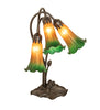 Meyda Lighting Lighting 16" High Amber/Green Tiffany Pond Lily 3 Light Accent Lamp