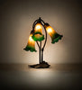 Meyda Lighting Lighting 16" High Amber/Green Tiffany Pond Lily 3 Light Accent Lamp