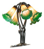 Meyda Lighting Lighting 16" High Amber/Green Tiffany Pond Lily 5 Light Table Lamp