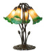 Meyda Lighting Lighting 16" High Amber/Green Tiffany Pond Lily 5 Light Table Lamp