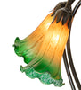 Meyda Lighting Lighting 16" High Amber/Green Tiffany Pond Lily 5 Light Table Lamp