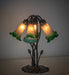 Meyda Lighting Lighting 16" High Amber/Green Tiffany Pond Lily 5 Light Table Lamp