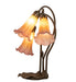 Meyda Lighting Lighting 16" High Amber/Purple Tiffany Pond Lily 3 Light Accent Lamp