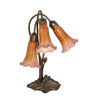 Meyda Lighting Lighting 16" High Amber/Purple Tiffany Pond Lily 3 Light Accent Lamp
