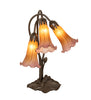 Meyda Lighting Lighting 16" High Amber/Purple Tiffany Pond Lily 3 Light Accent Lamp