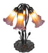 Meyda Lighting Lighting 16" High Amber/Purple Tiffany Pond Lily 5 Light Table Lamp