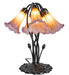 Meyda Lighting Lighting 16" High Amber/Purple Tiffany Pond Lily 5 Light Table Lamp