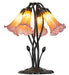 Meyda Lighting Lighting 16" High Amber/Purple Tiffany Pond Lily 5 Light Table Lamp