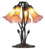 Meyda Lighting Lighting 16" High Amber/Purple Tiffany Pond Lily 5 Light Table Lamp