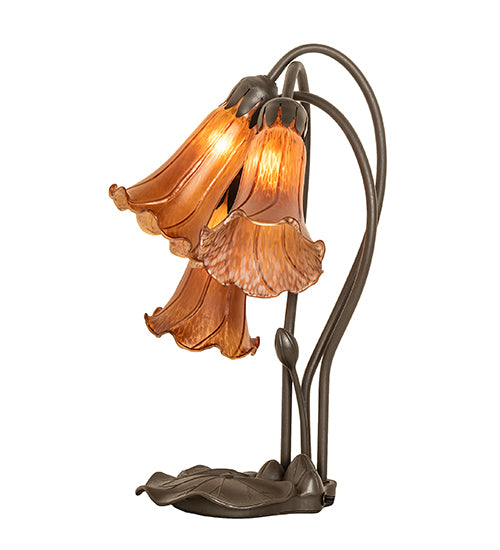 Meyda Lighting Lighting 16" High Amber Tiffany Pond Lily 3 Light Accent Lamp
