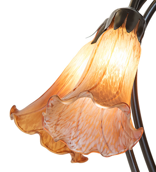 Meyda Lighting Lighting 16" High Amber Tiffany Pond Lily 5 Light Table Lamp