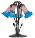 Meyda Lighting Lighting 16" High Blue/Pink Tiffany Pond Lily 5 Light Table Lamp