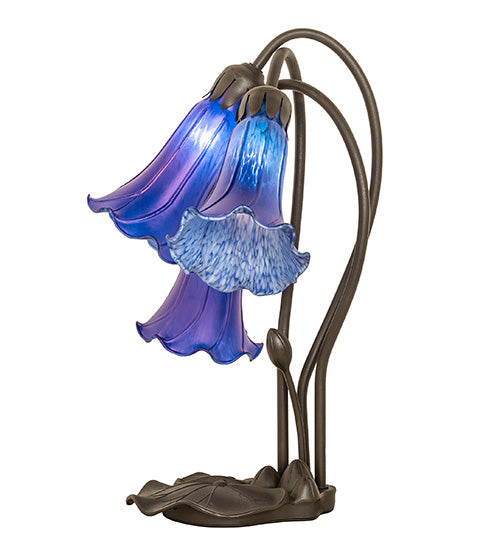 Meyda Lighting Lighting 16" High Blue Tiffany Pond Lily 3 Light Accent Lamp