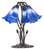 Meyda Lighting Lighting 16" High Blue Tiffany Pond Lily 5 Light Table Lamp